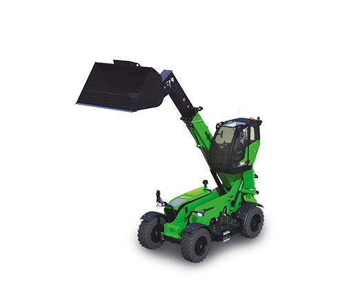 SENNEBOGEN Teleskoplader Telehandler Telestapler 355 E mit Niederhalterschaufel und hochfahrbarer Kabine