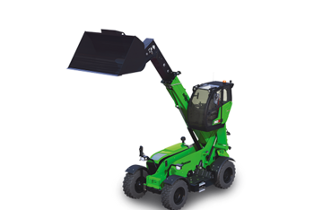 SENNEBOGEN Teleskoplader Telehandler Telestapler 355 E mit Niederhalterschaufel und hochfahrbarer Kabine