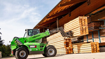 SENNEBOGEN Teleskoplader Telehandler 355 E Holzwerk Sägewerk Hubgabel